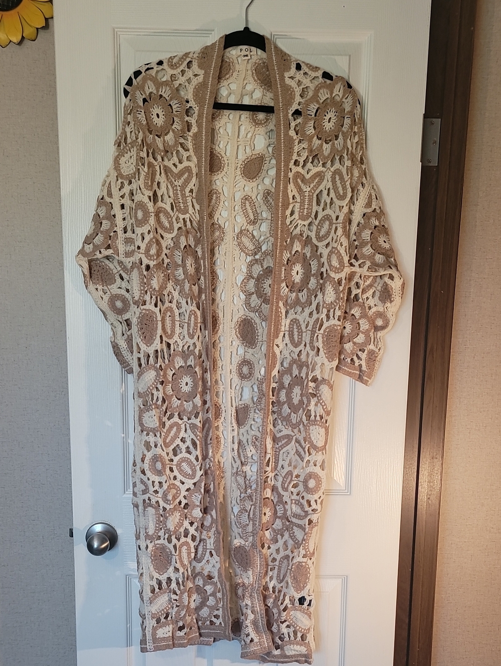 POL Crochet Knit Weave Cardigan